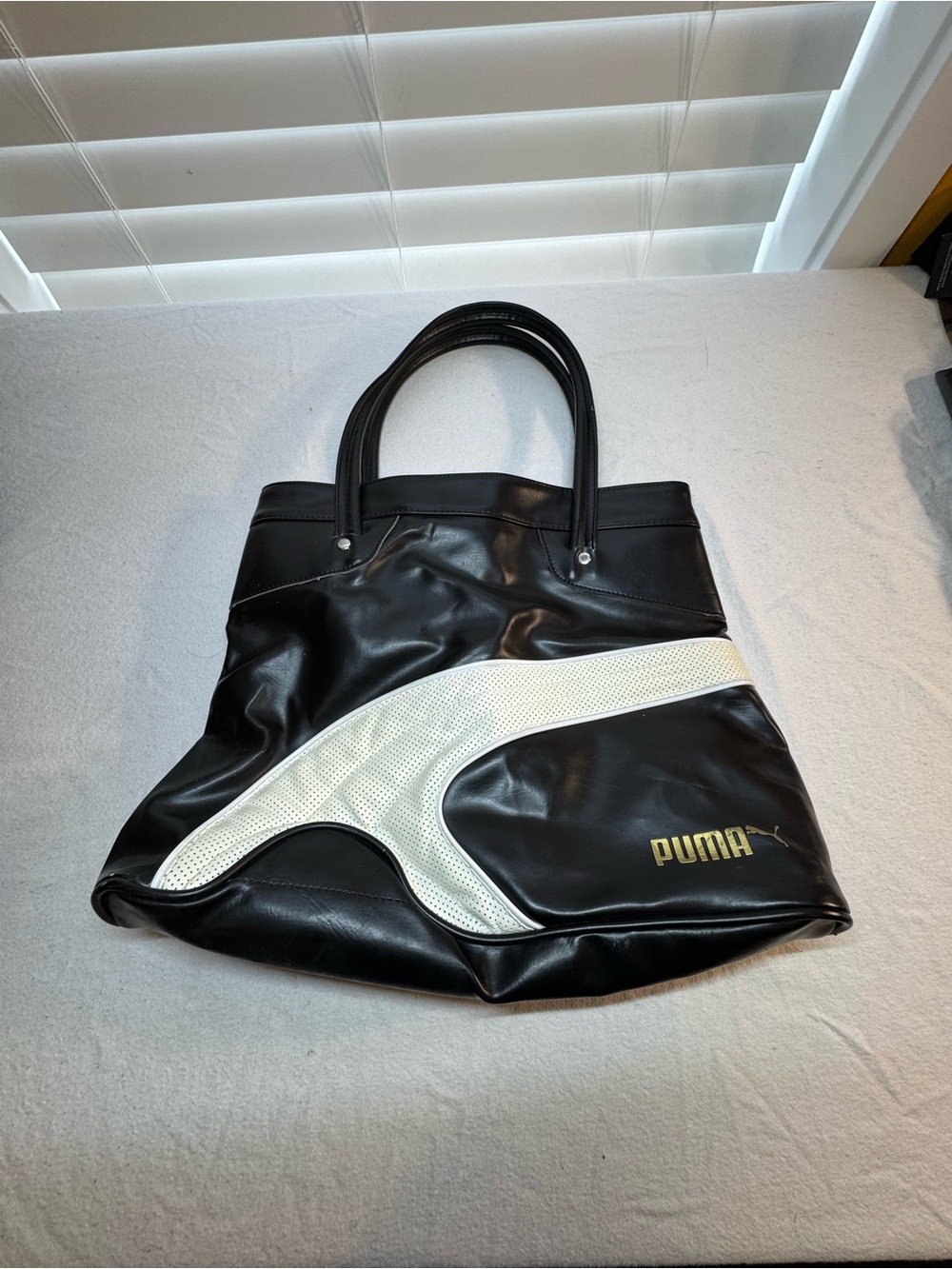 Puma Black Tote with White Accent and Gold Logo